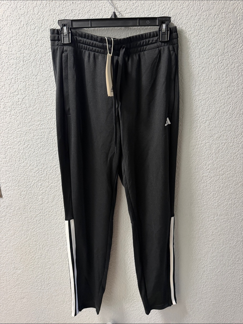 adidas Black Jogger Pants with White Side Stripes - women’s